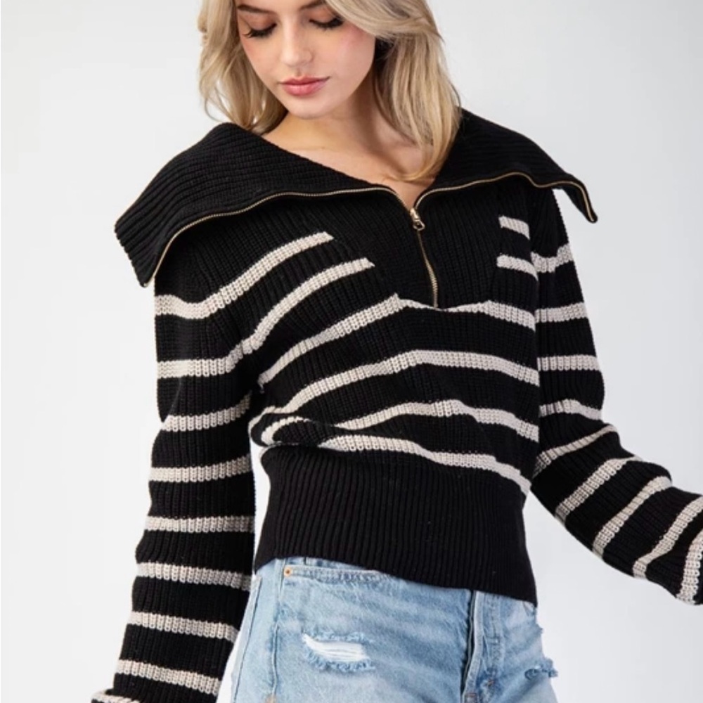 Striped Long Sleeve Sweater Pullover